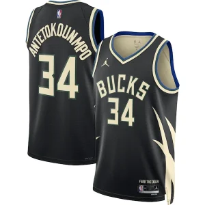 Cool Trendy Giannis Antetokounmpo Milwaukee Bucks Jordan Brand Unisex Swingman Jersey Statement Edition Black per i Fan Veri