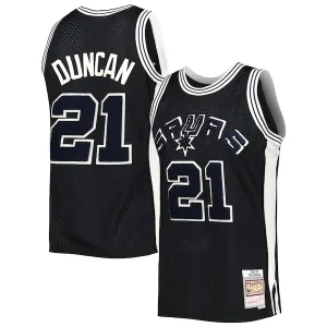 Ottimo Accattivante Tim Duncan San Antonio Spurs 1998/99 Hardwood Classics Off Court Swingman Jersey Black per i Fan Veri
