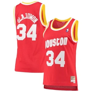 Ottimo Hakeem Olajuwon Houston Rockets Women's 1993/94 Hardwood Classics Swingman Jersey Red/Navy per i Fan Veri