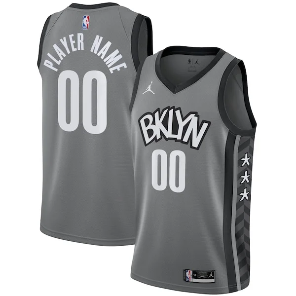 Incantevole Duraturo Eccezionale Brooklyn Nets Jordan Brand Swingman Custom Jersey Statement Edition Gray per i Fan Veri