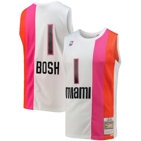 Robusto Chris Bosh Miami Heat 2001/02 Hardwood Classics Swingman Jersey White per i Fan Veri