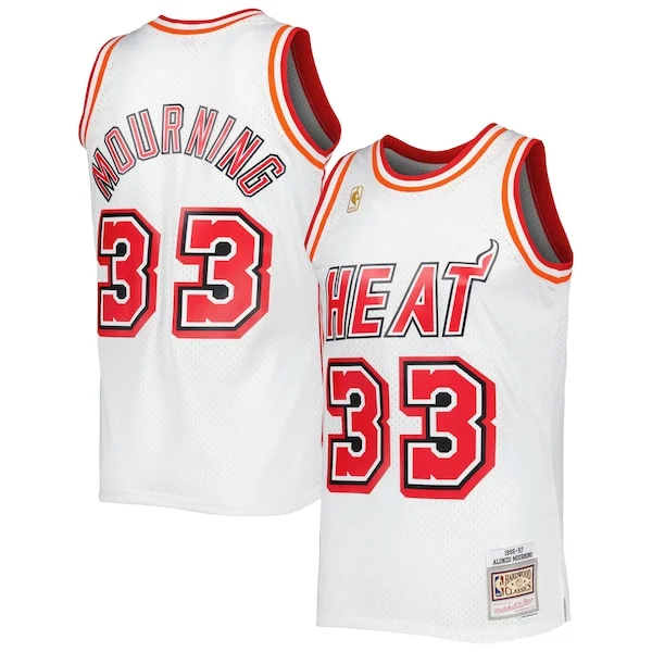 Accattivante Meraviglioso Alonzo Mourning Miami Heat Hardwood Classics Swingman Jersey White per i Fan Veri