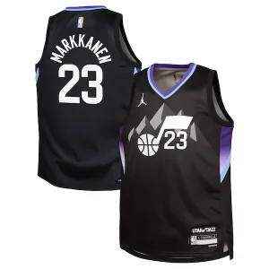Incantevole Ottimo Lauri Markkanen Utah Jazz Jordan Brand Youth Swingman Jersey Statement Edition Black per i Fan Veri