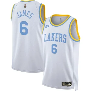 Moderno Lussuoso Comodo LeBron James Los Angeles Lakers Nike Swingman Jersey Classic Edition White per i Fan Veri