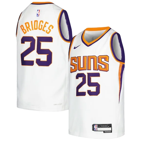 Resistente Mikal Bridges Phoenix Suns Nike Youth Swingman JerseyAssociation Edition White/Purple per i Fan Veri