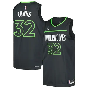 Prestigioso Raffinato Fantastico Karl Anthony Towns Minnesota Timberwolves Jordan Brand Authentic Player Jersey Statement Edition Anthracite per i Fan Veri