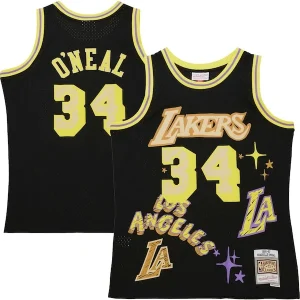 Robusto Elegante Magnifico Shaquille O'Neal Los Angeles Lakers 1996/97 Swingman Sidewalk Sketch Jersey Black per i Fan Veri