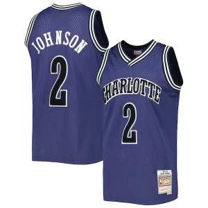 Comodo Larry Johnson Charlotte Hornets 1994/95 Hardwood Classics Off Court Swingman Jersey Purple per i Fan Veri
