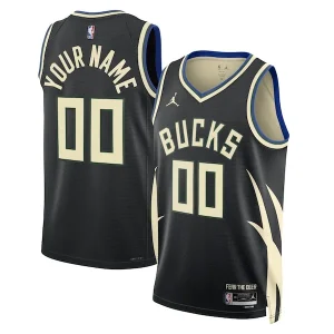 Prestigioso Lussuoso Sofisticato Milwaukee Bucks Jordan Brand Unisex 2022/23 Swingman Custom Jersey Statement Edition Black per i Fan Veri