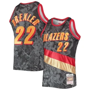 Meraviglioso Clyde Drexler Portland Trail Blazers Hardwood Classics 1991/92 Lunar New Year Swingman Jersey Black per i Fan Veri