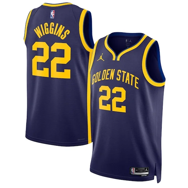 Trendy Duraturo Lussuoso Andrew Wiggins Golden State Warriors Jordan Brand Unisex Swingman Jersey Statement Edition Navy per i Fan Veri