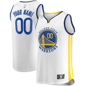 Prestigioso Golden State Warriors Fast Break Custom Replica Jersey White Association Edition/Royal per i Fan Veri