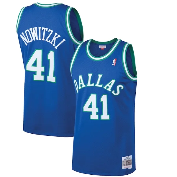 Pratico Dirk Nowitzki Dallas Mavericks 1998/99 Hardwood Classics Swingman Jersey Blue per i Fan Veri