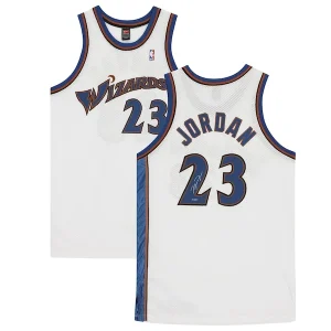 Stupendo Michael Jordan Washington Wizards Authentic Autographed White Nike Jersey per i Fan Veri