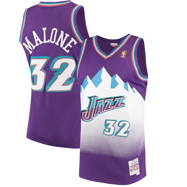 Stupendo Magnifico Comodo Karl Malone Utah Jazz 1996/97 Hardwood Classics Swingman Jersey Purple per i Fan Veri
