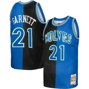 Carino Elegante Stupendo Kevin Garnett Minnesota Timberwolves Hardwood Classics 1995/96 Split Swingman Jersey Black/Blue per i Fan Veri