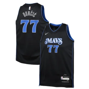 Fantastico Moderno Luka Dončić Dallas Mavericks Nike Youth Swingman Replica Jersey City Edition Black per i Fan Veri
