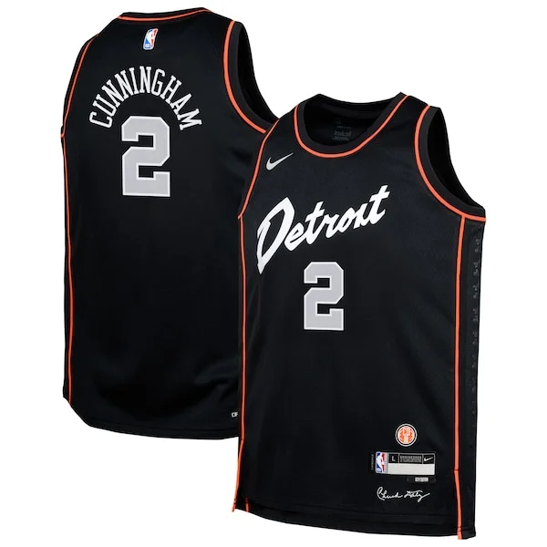 Classico Cade Cunningham Detroit Pistons Nike Youth Swingman Replica Jersey City Edition Black per i Fan Veri