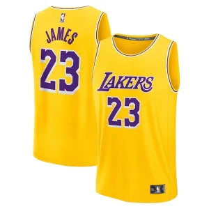 Pratico LeBron James Los Angeles Lakers Youth Fast Break Replica Player Jersey Icon Edition Gold per i Fan Veri