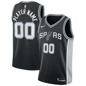 Splendido Magnifico Bellissimo San Antonio Spurs Nike Swingman Custom Jersey Black Icon Edition per i Fan Veri