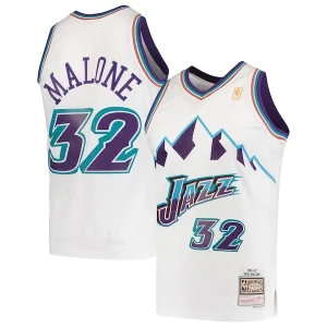 Attraente Karl Malone Utah Jazz 1996/97 Hardwood Classics Swingman Jersey White per i Fan Veri