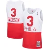 Duraturo Gorgeous Allen Iverson Philadelphia 76ers 2003/04 Hardwood Classics Authentic Jersey White/Black/Red per i Fan Veri