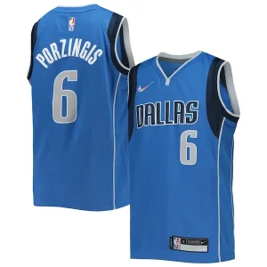 Elegante Splendido Duraturo Kristaps Porzingis Dallas Mavericks Nike Youth 2021/22 Diamond Swingman Jersey Icon Edition Blue per i Fan Veri
