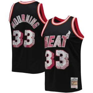 Comodo Robusto Classico Alonzo Mourning Miami Heat 1996/97 Hardwood Classics NBA 75th Anniversary Diamond Swingman Jersey Black per i Fan Veri