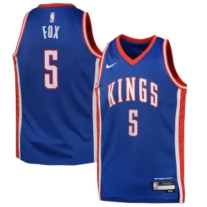 Pratico Splendido Delizioso De'Aaron Fox Sacramento Kings Nike Youth 2024/25 Swingman Player Jersey City Edition Blue per i Fan Veri