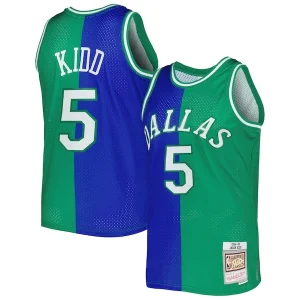 Incantevole Attraente Jason Kidd Dallas Mavericks Hardwood Classics 1994/95 Split Swingman Jersey Blue/Green per i Fan Veri