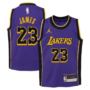 Bellissimo Ottimo Delizioso LeBron James Los Angeles Lakers Jordan Brand Preschool 2022/23 Dri FIT Replica Jersey Statement Edition Purple per i Fan Veri