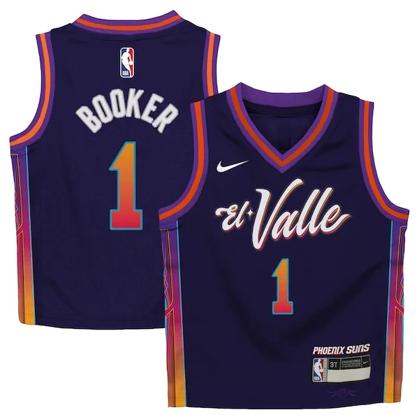 Splendido Devin Booker Phoenix Suns Nike Preschool Swingman Replica Jersey City Edition Purple per i Fan Veri