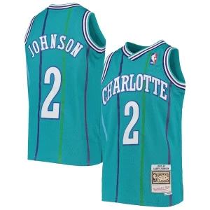 Stupendo Magnifico Ottimo Larry Johnson Charlotte Hornets Youth 1992/93 Hardwood Classics Swingman Jersey Teal per i Fan Veri