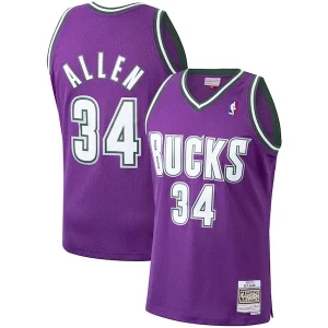 Elegante Robusto Attraente Ray Allen Milwaukee Bucks 2000/01 Hardwood Classics Swingman Jersey Purple per i Fan Veri