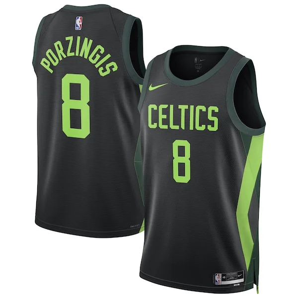 Stupendo Kristaps Porzingis Boston Celtics Nike Unisex 2024/25 Swingman Player Jersey City Edition Black per i Fan Veri