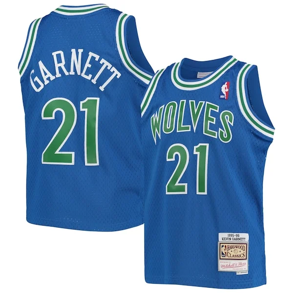 Comodo Kevin Garnett Minnesota Timberwolves Youth 1995 96 Hardwood Classics Swingman Jersey Blue per i Fan Veri