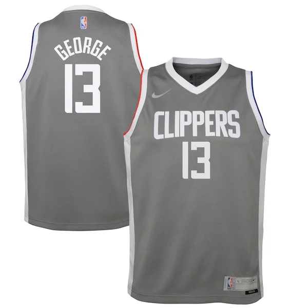 Fascinante Paul George LA Clippers Nike Youth 2020/21 Swingman Player Jersey Gray Earned Edition per i Fan Veri