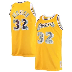 Moderno Attraente Magic Johnson Los Angeles Lakers Big & Tall 1984/85 NBA 75th Anniversary Diamond Swingman Jersey Gold per i Fan Veri
