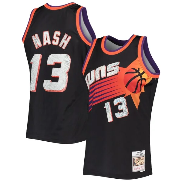 Ottimo Fantastico Steve Nash Phoenix Suns 1996/97 Hardwood Classics NBA 75th Anniversary Diamond Swingman Jersey Black per i Fan Veri