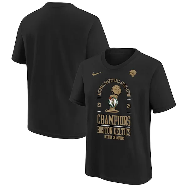 Duraturo Boston Celtics Nike Youth 18 Time NBA Finals Champions Locker Room T Shirt Black per i Fan Veri
