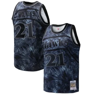Comodo Dominique Wilkins Atlanta Hawks Hardwood Classics 1986/87 Tie Dye Swingman Jersey Black per i Fan Veri