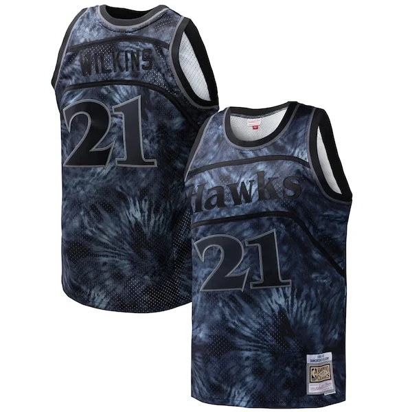 Comodo Dominique Wilkins Atlanta Hawks Hardwood Classics 1986/87 Tie Dye Swingman Jersey Black per i Fan Veri