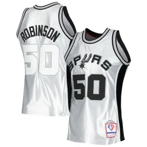 Elegante Trendy David Robinson San Antonio Spurs 1998/99 Hardwood Classics 75th Anniversary Swingman Jersey Platinum per i Fan Veri