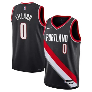 Fantastico Damian Lillard Portland Trail Blazers Nike Youth Swingman Jersey Icon Edition Black per i Fan Veri