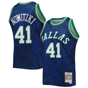 Splendido Resistente Dirk Nowitzki Dallas Mavericks Hardwood Classics 1998/99 Lunar New Year Swingman Jersey Blue per i Fan Veri